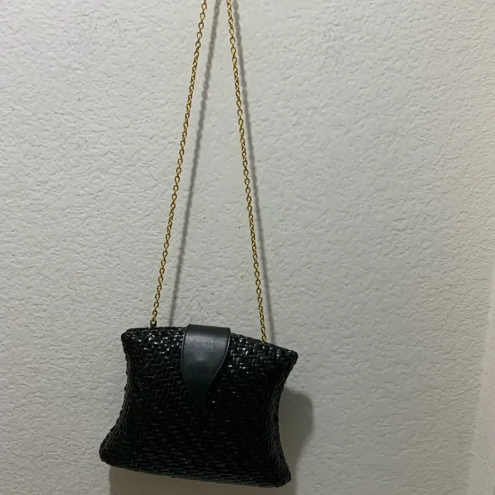 Impulse by SHARIF Leather & PVC Handwoven Basket Weave gold chain